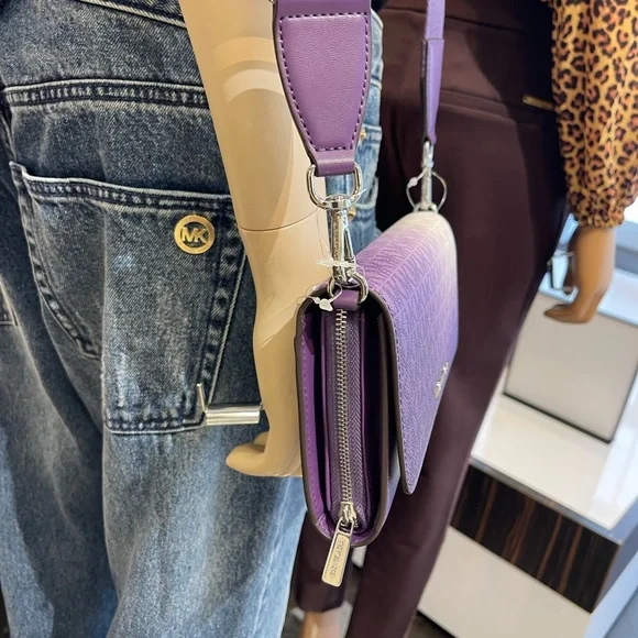 MICHAEL KORS Jet Set Large Ombré Signature Logo Crossbody BagDark Purple NWT